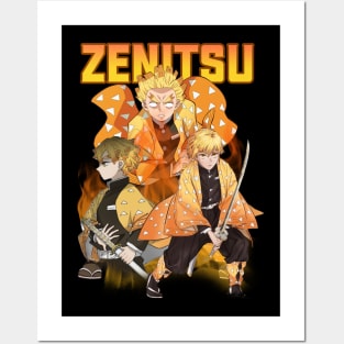 Bootleg Demon Slayer Zenitsu Agatsuma Posters and Art